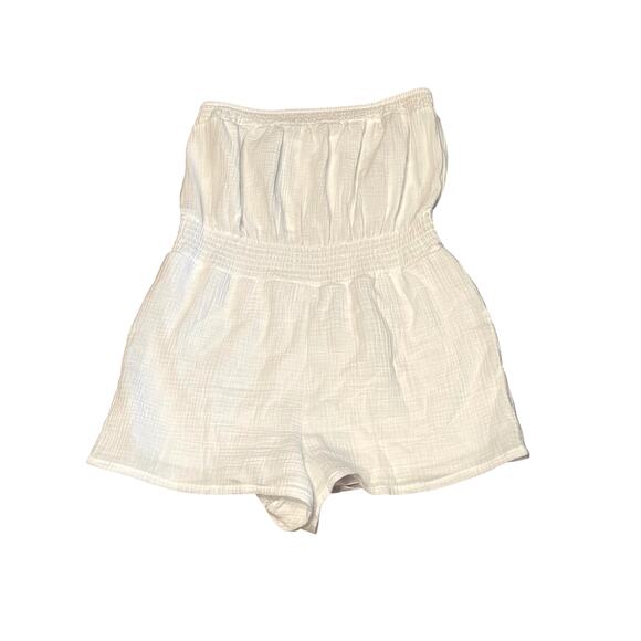 NWT White Gauze Strapless Romper Womens Medium 8-10 100%Cotton clean girl - Picture 2 of 7